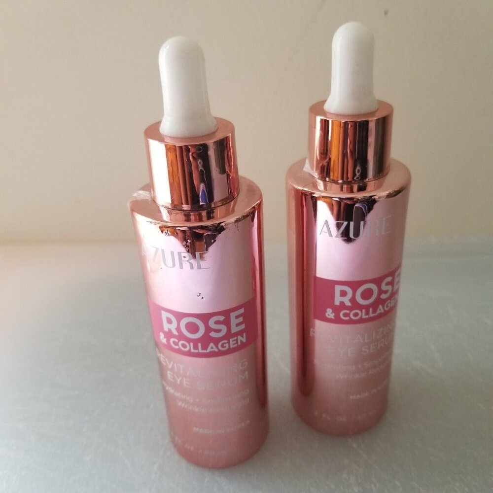 AZURE Rose & Collagen Revitalizing Eye Serum Wrinkle Reducing 2 oz Set Of 2